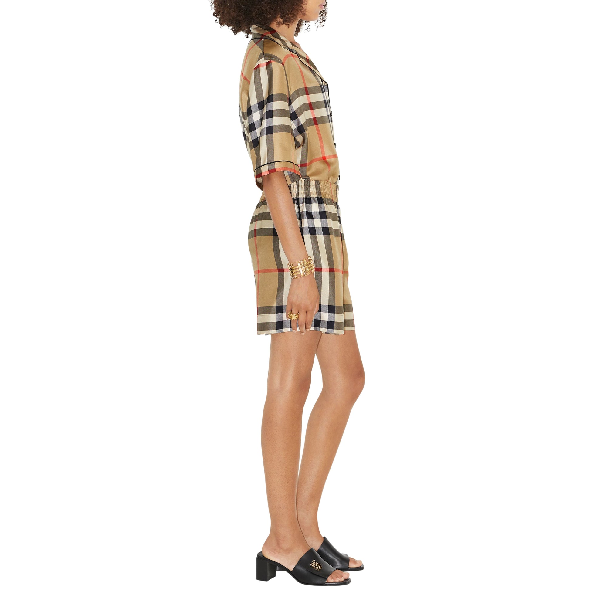 Chemise en soie à motif Vintage check - Archive Beige Check