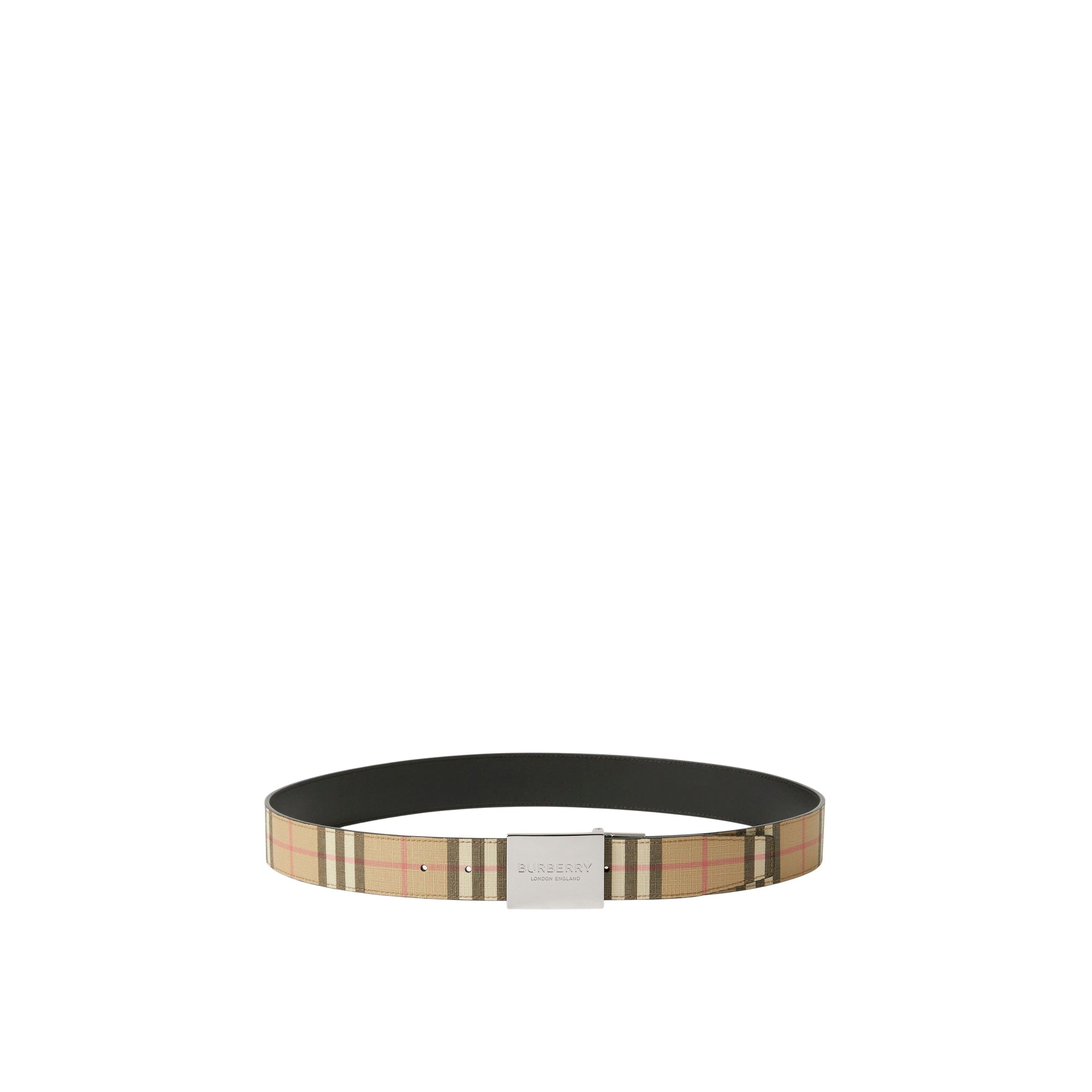 Ceinture réversible en cuir à motif check - Archive Beige & Silver
