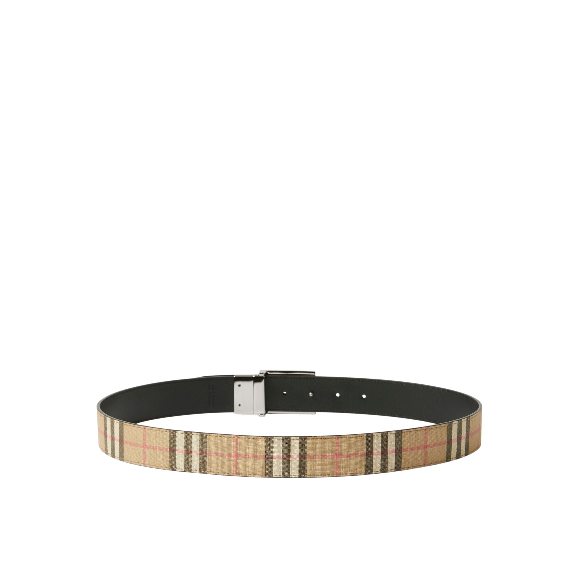 Ceinture réversible en cuir à motif check - Archive Beige & Silver