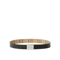 Ceinture réversible en cuir à motif check - Archive Beige & Silver