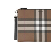 Grande pochette zippée à motif check - Dark Birch Brown