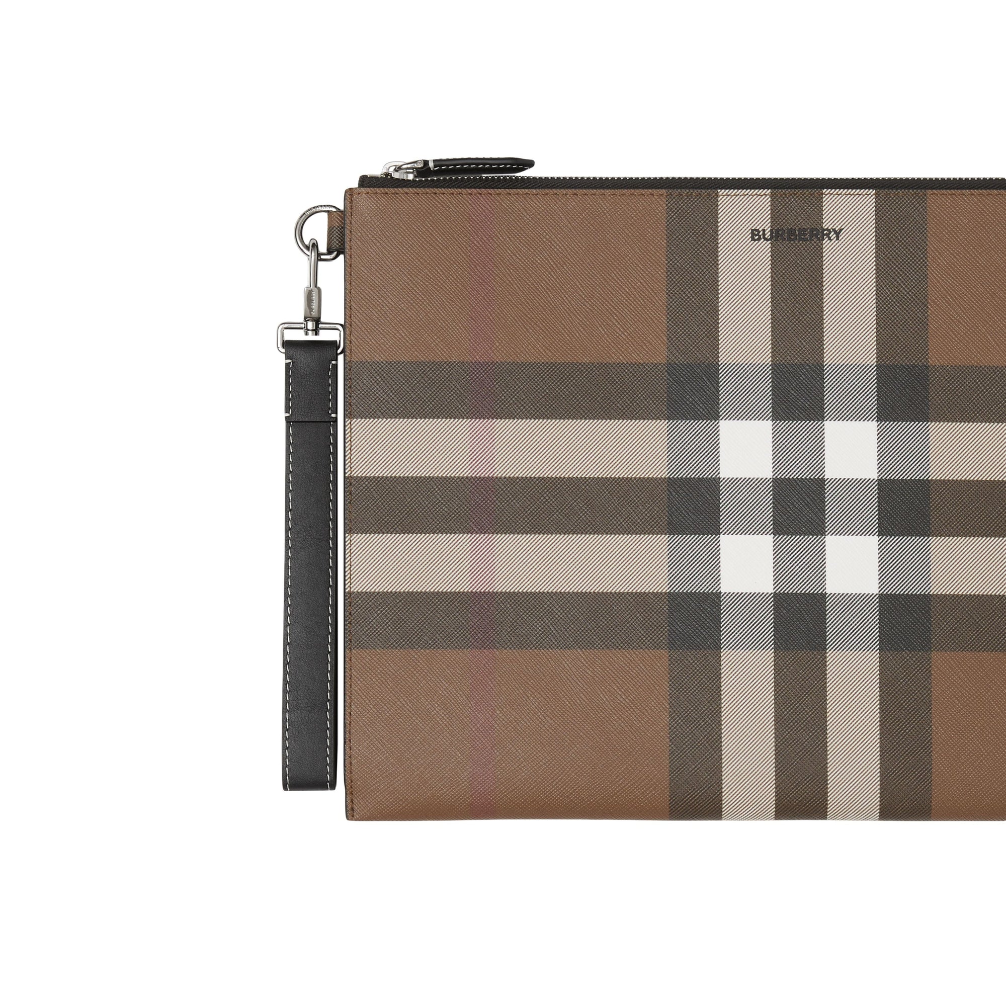 Grande pochette zippée à motif check - Dark Birch Brown