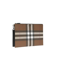 Grande pochette zippée à motif check - Dark Birch Brown