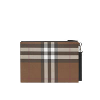 Grande pochette zippée à motif check - Dark Birch Brown