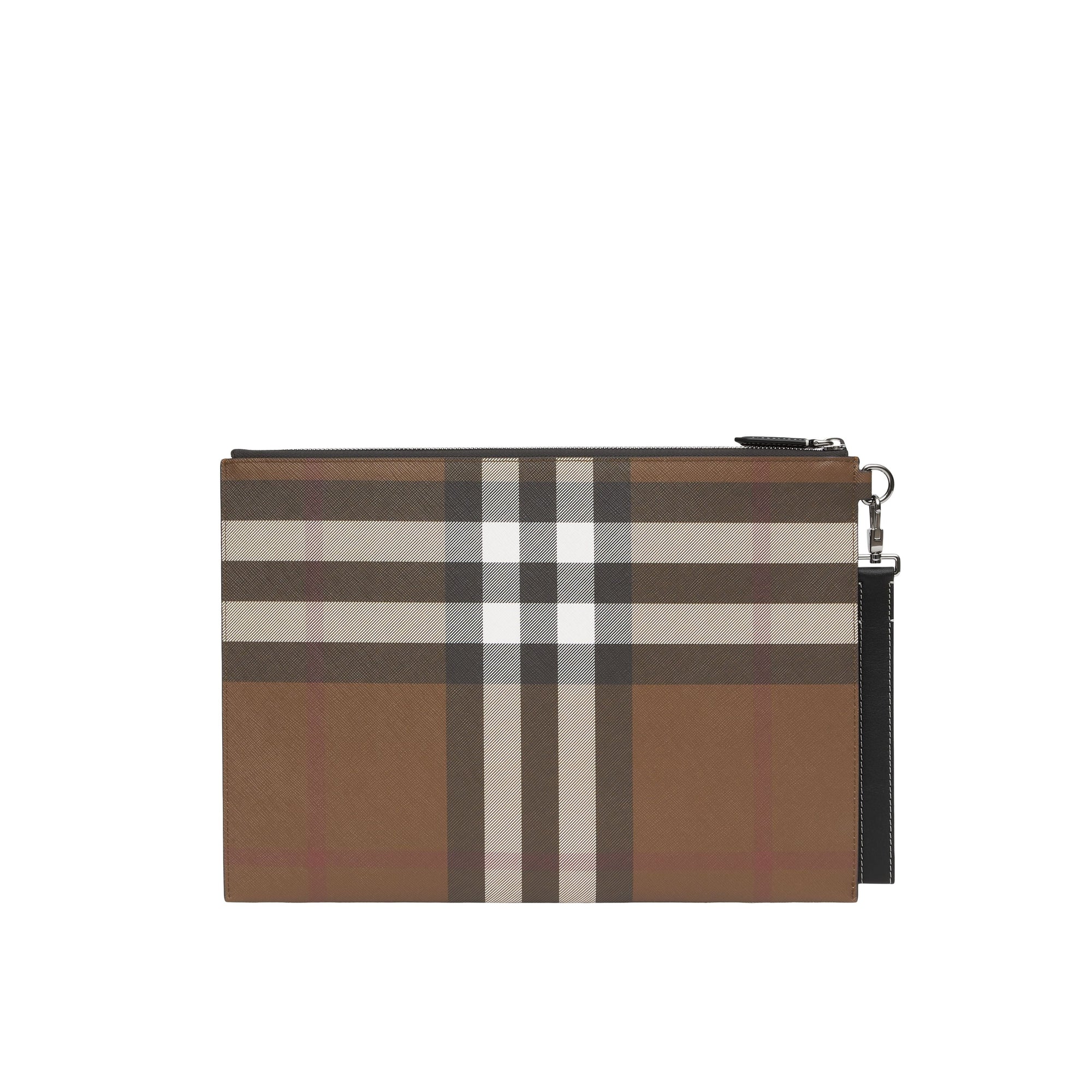 Grande pochette zippée à motif check - Dark Birch Brown
