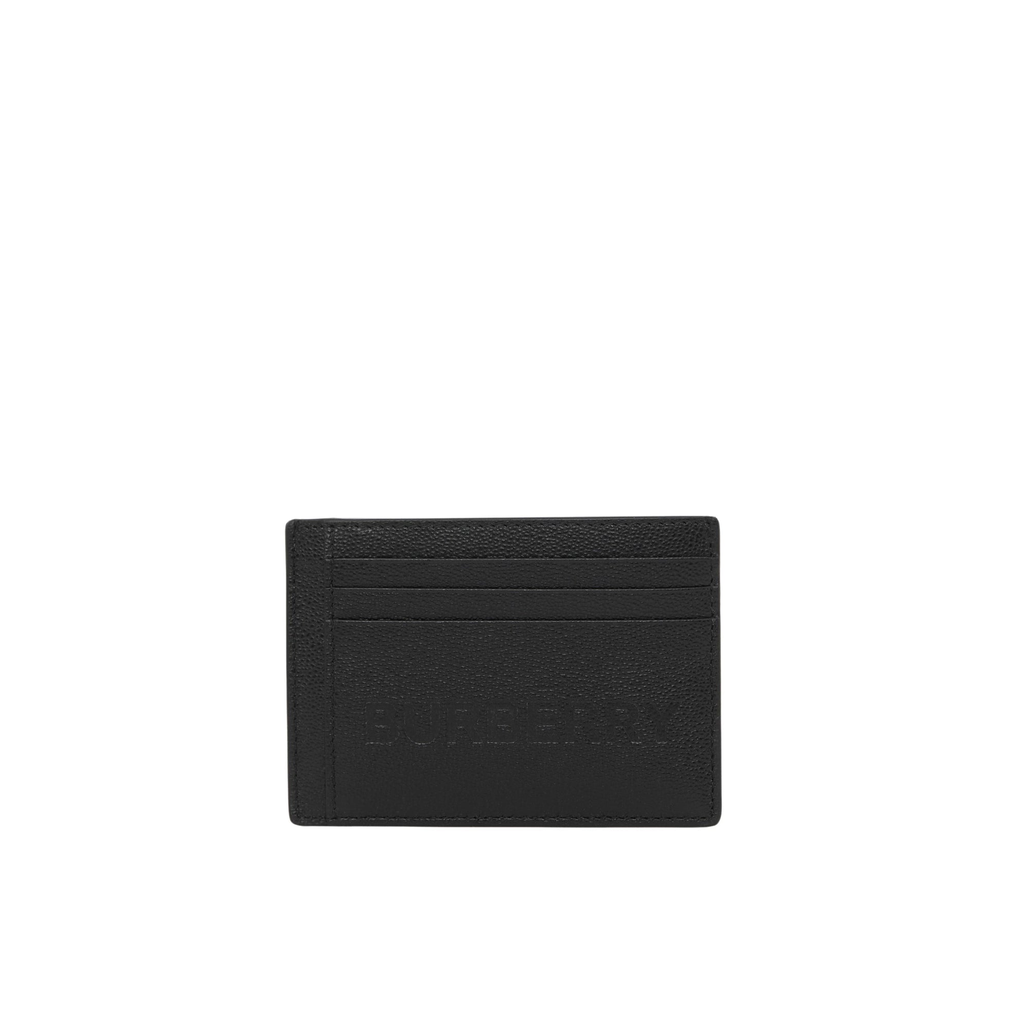 Porte-cartes en cuir grainé à logo embossé - Black