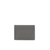 Porte-cartes en cuir grainé à logo embossé - Charcoal Grey