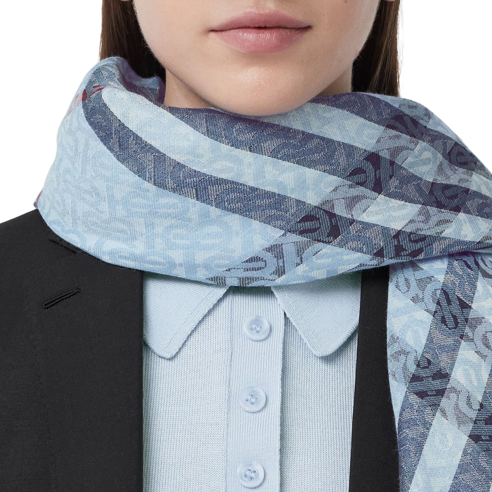 Écharpe légère en laine et soie - Pale Blue