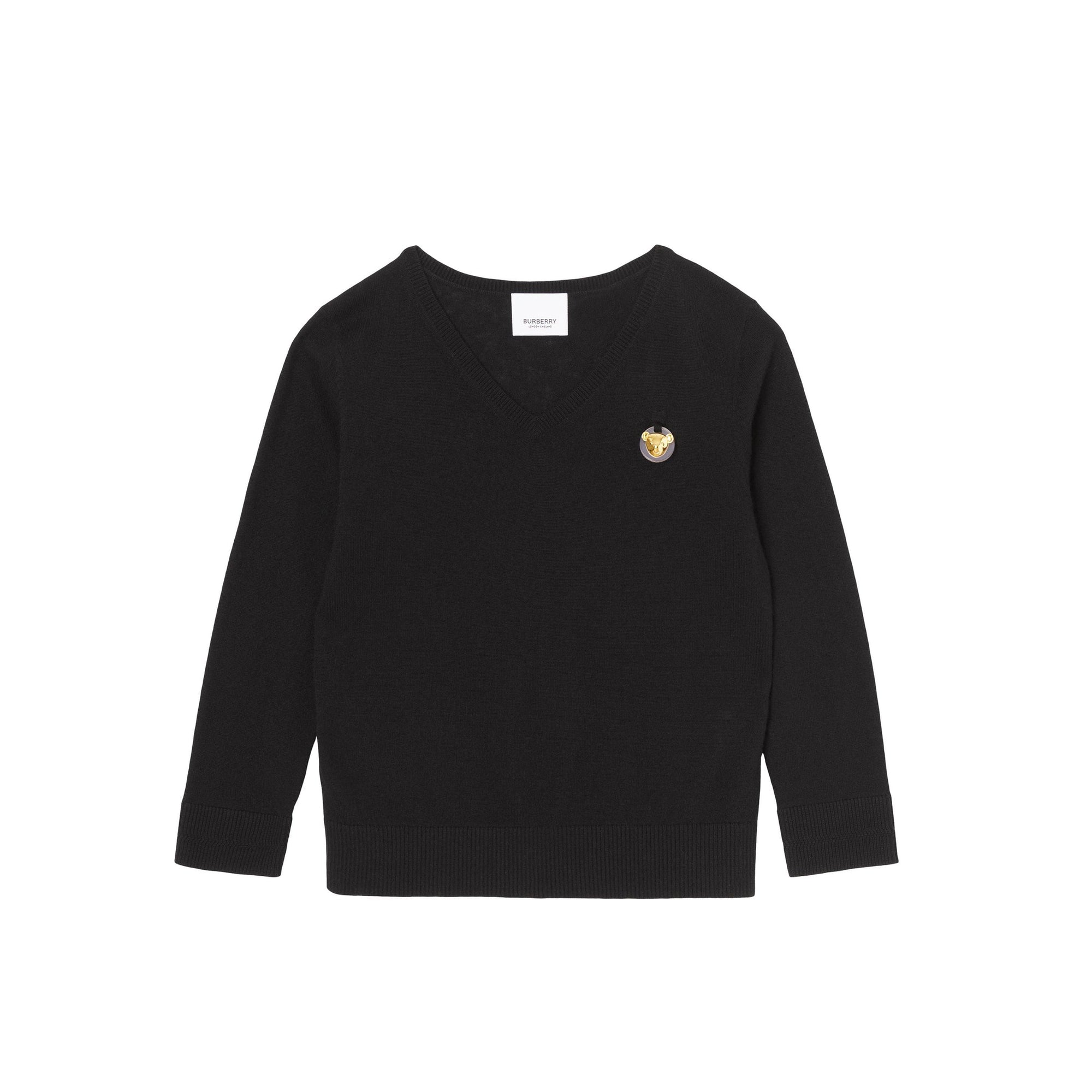 Pull en cachemire et coton à motif Thomas Bear - Black