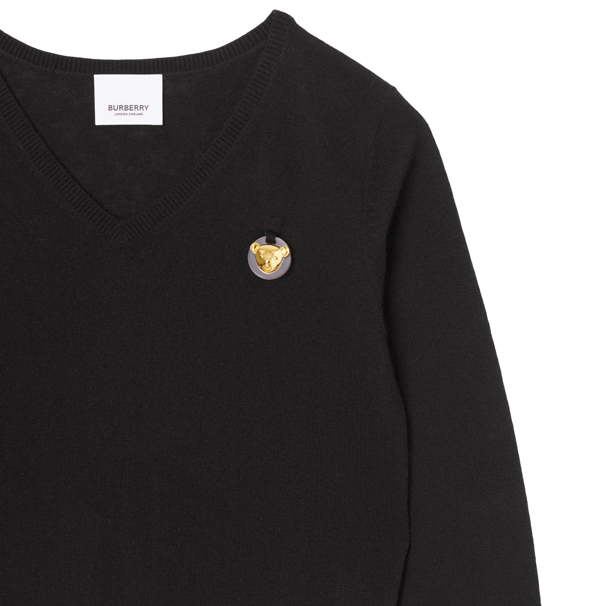 Pull en cachemire et coton à motif Thomas Bear - Black