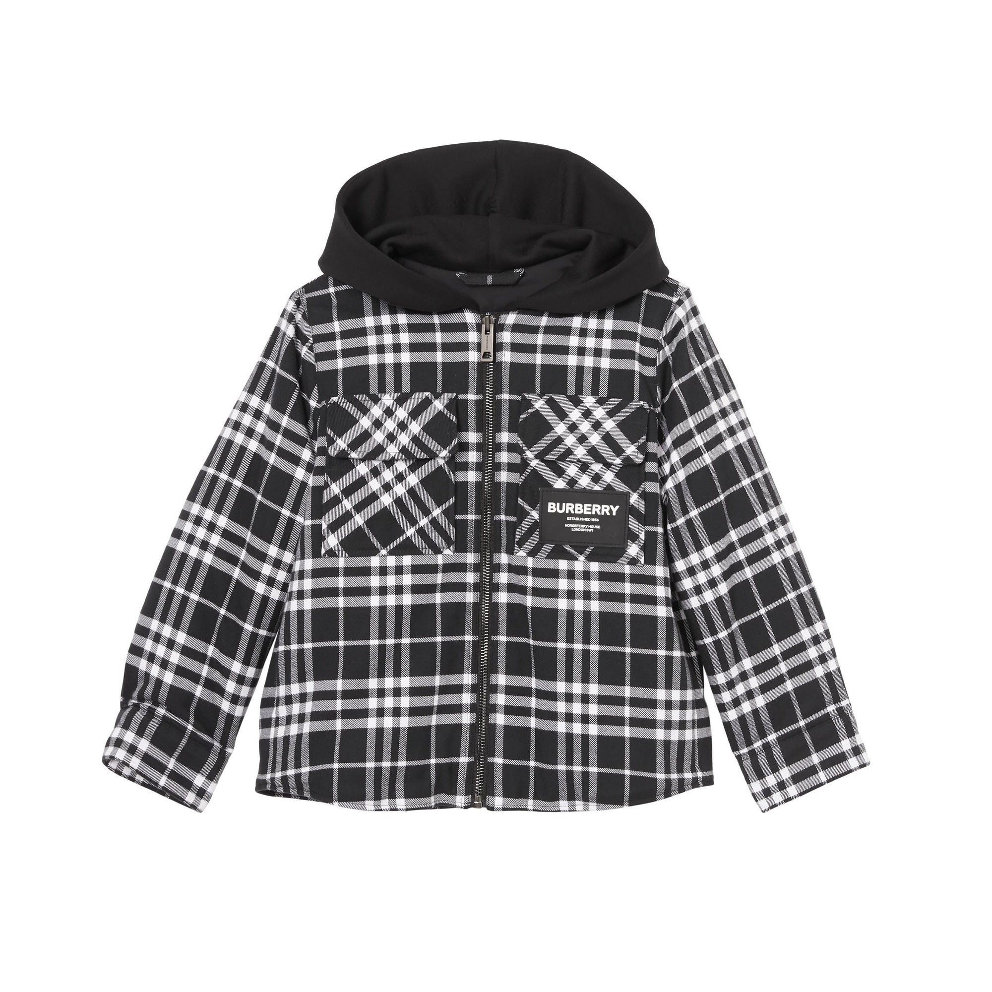 Veste à capuche à carreaux vintage - Black Check