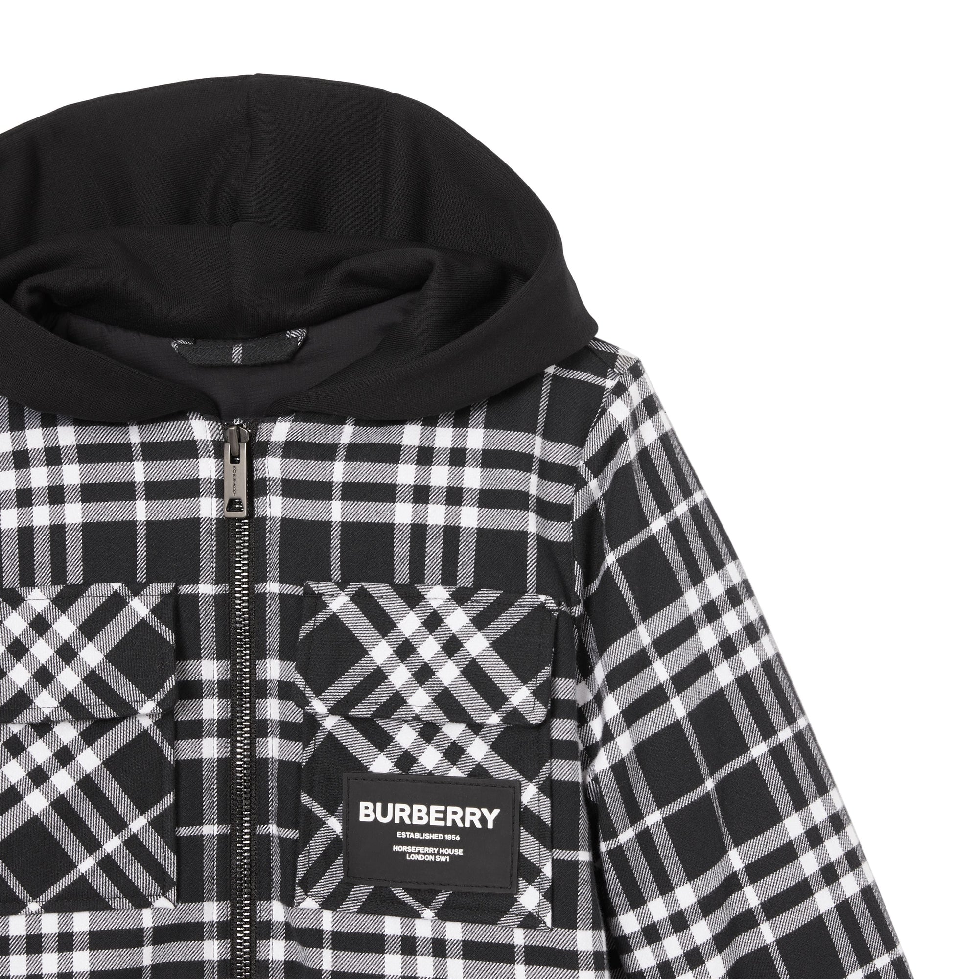 Veste à capuche à carreaux vintage - Black Check