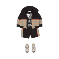 Short à cordon et motif Check - Black