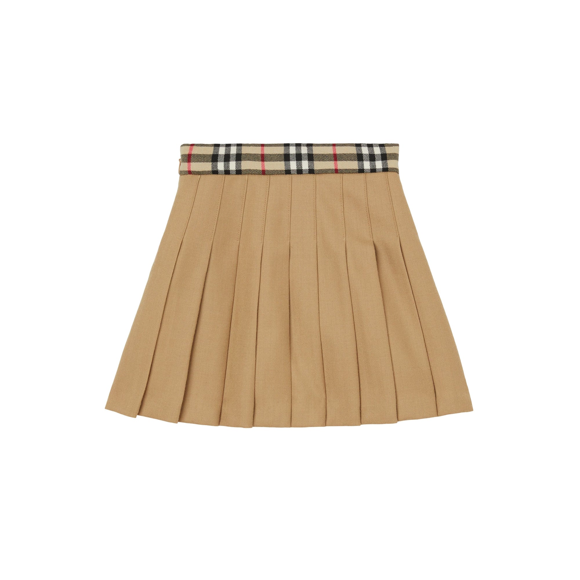 Jupe plissée en laine à motif Vintage check - Archive Beige Check