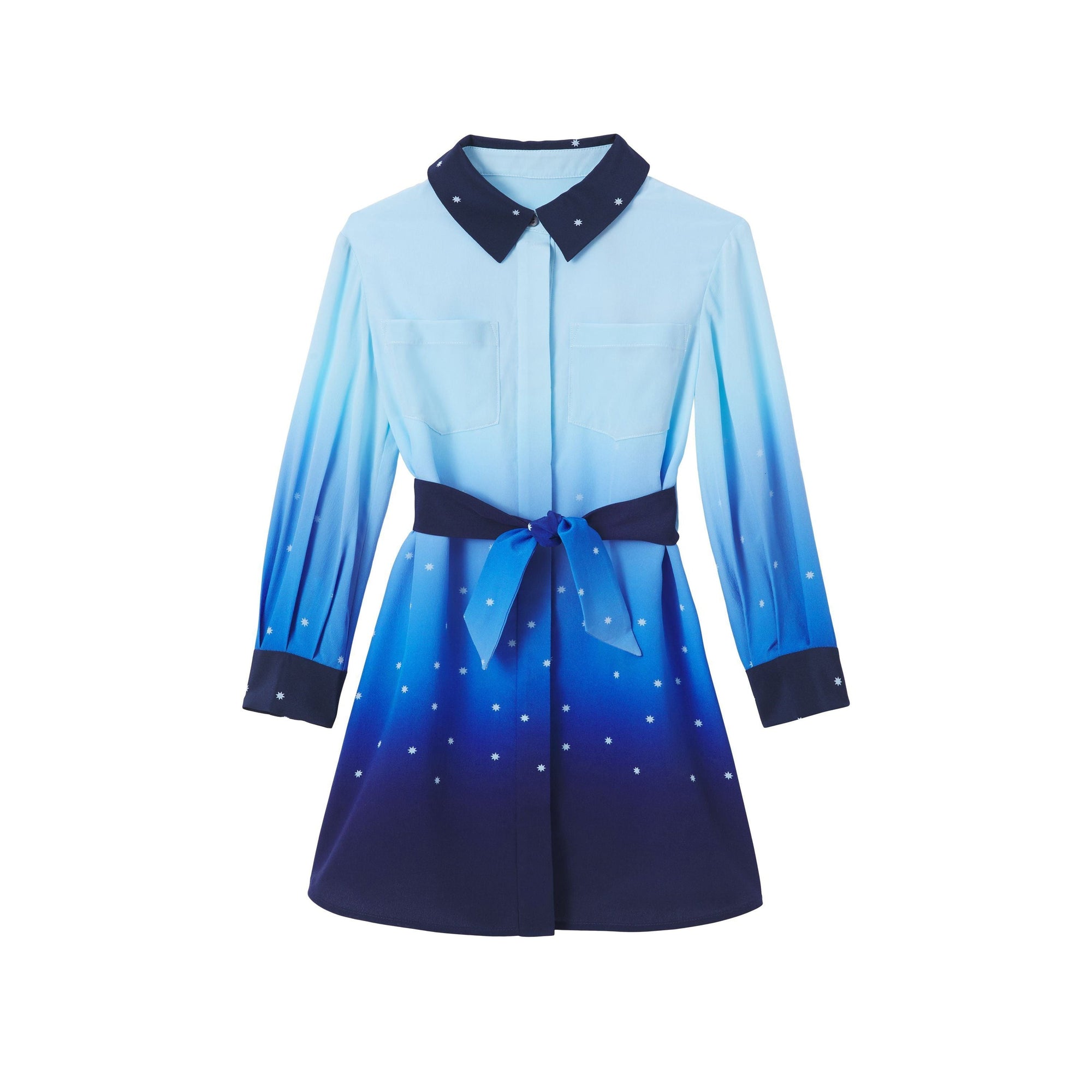 Robe en crêpe de soie à imprimé constellation - Pale Blue & Navy Pattern
