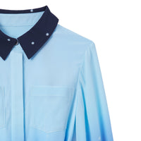 Robe en crêpe de soie à imprimé constellation - Pale Blue & Navy Pattern