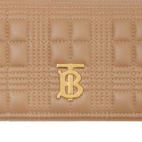 Portefeuille continental Lola en cuir d'agneau matelassé - Camel