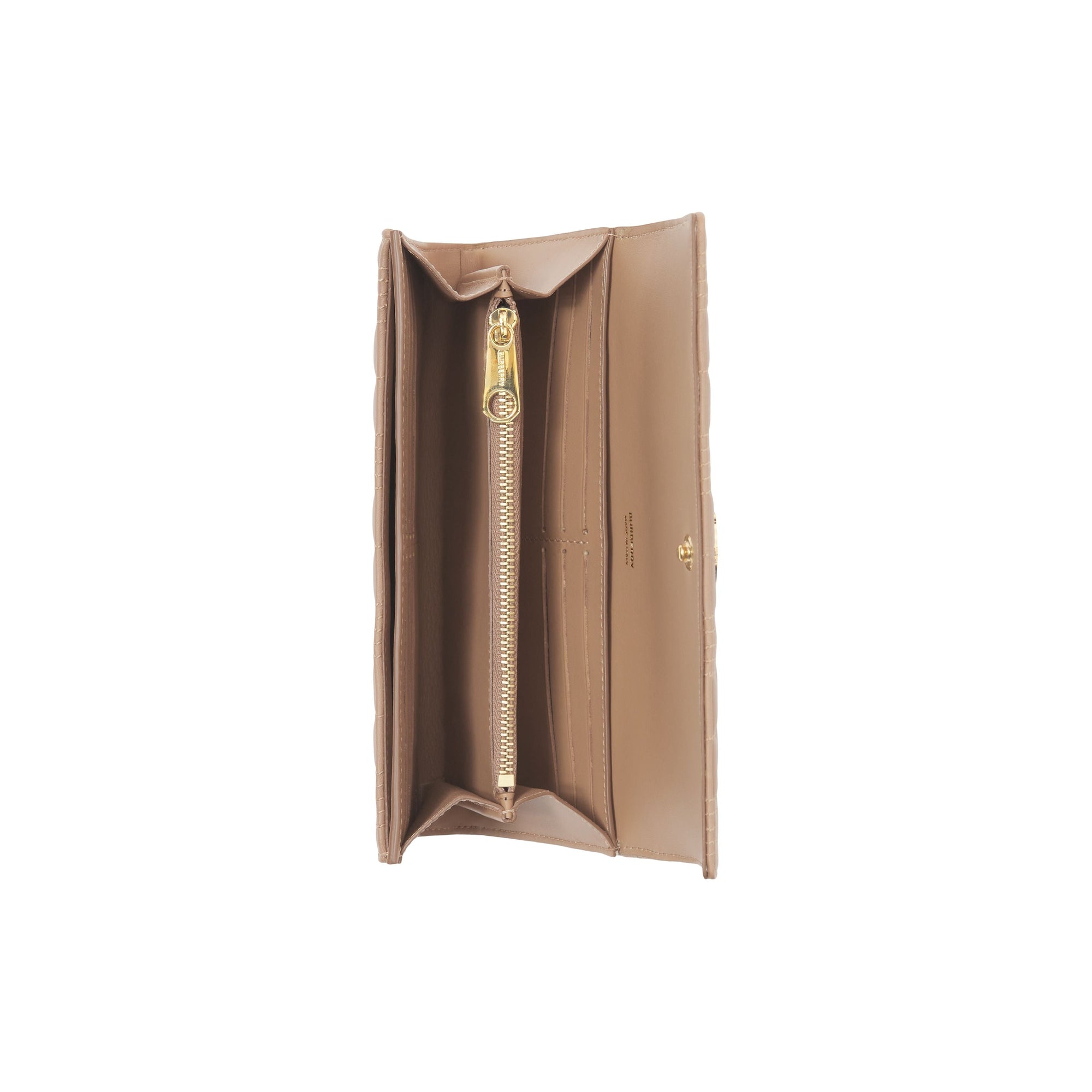 Portefeuille continental Lola en cuir d'agneau matelassé - Camel