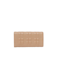 Portefeuille continental Lola en cuir d'agneau matelassé - Camel