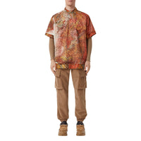 T-shirt oversize en mesh à imprimé carte - Bright Orange