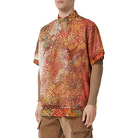 T-shirt oversize en mesh à imprimé carte - Bright Orange