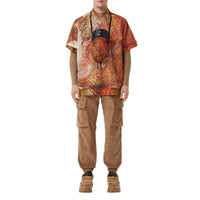 T-shirt oversize en mesh à imprimé carte - Bright Orange