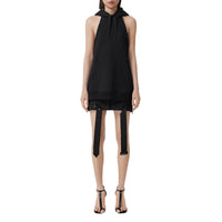 Top long à capuche sans manches - Black
