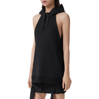Top long à capuche sans manches - Black