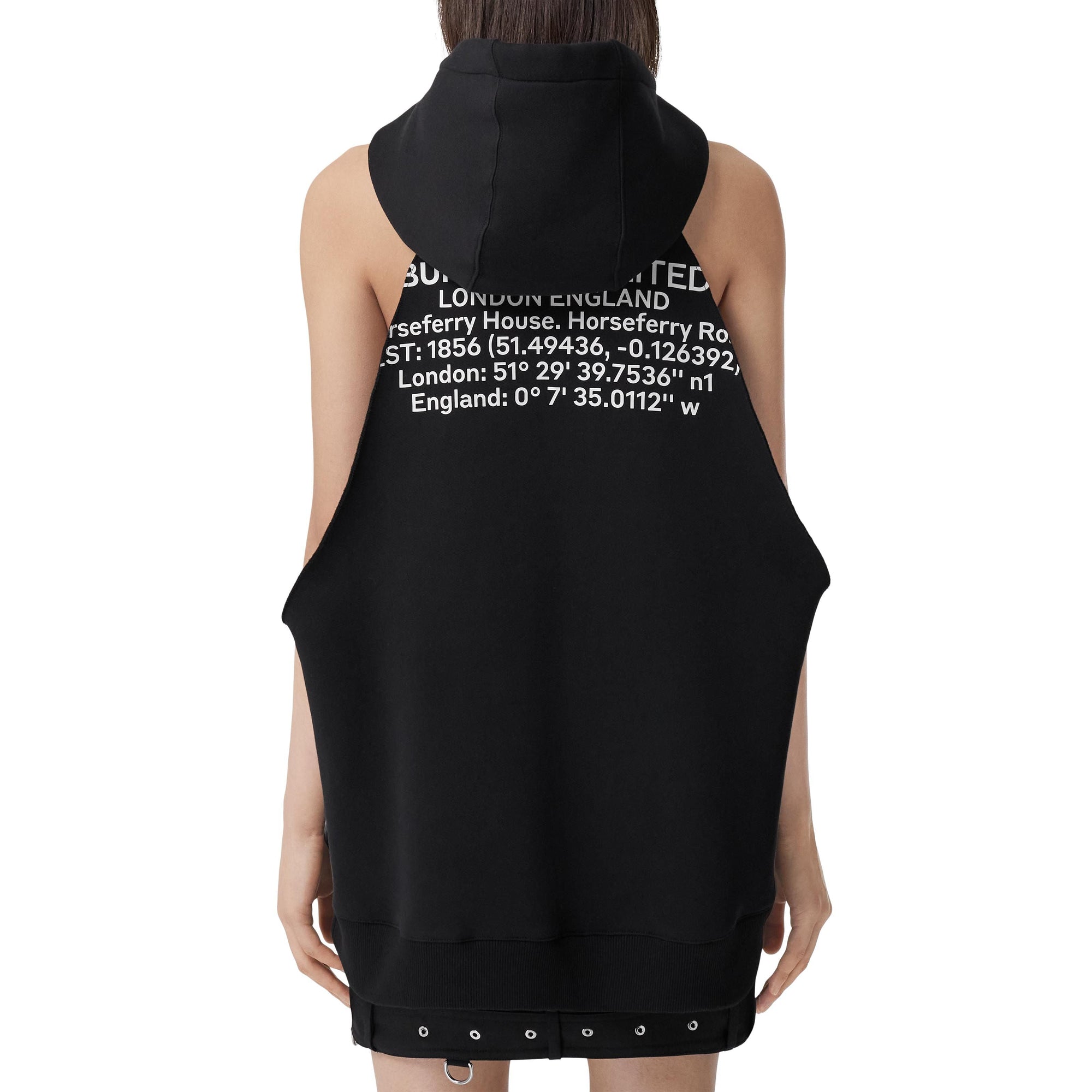 Top long à capuche sans manches - Black
