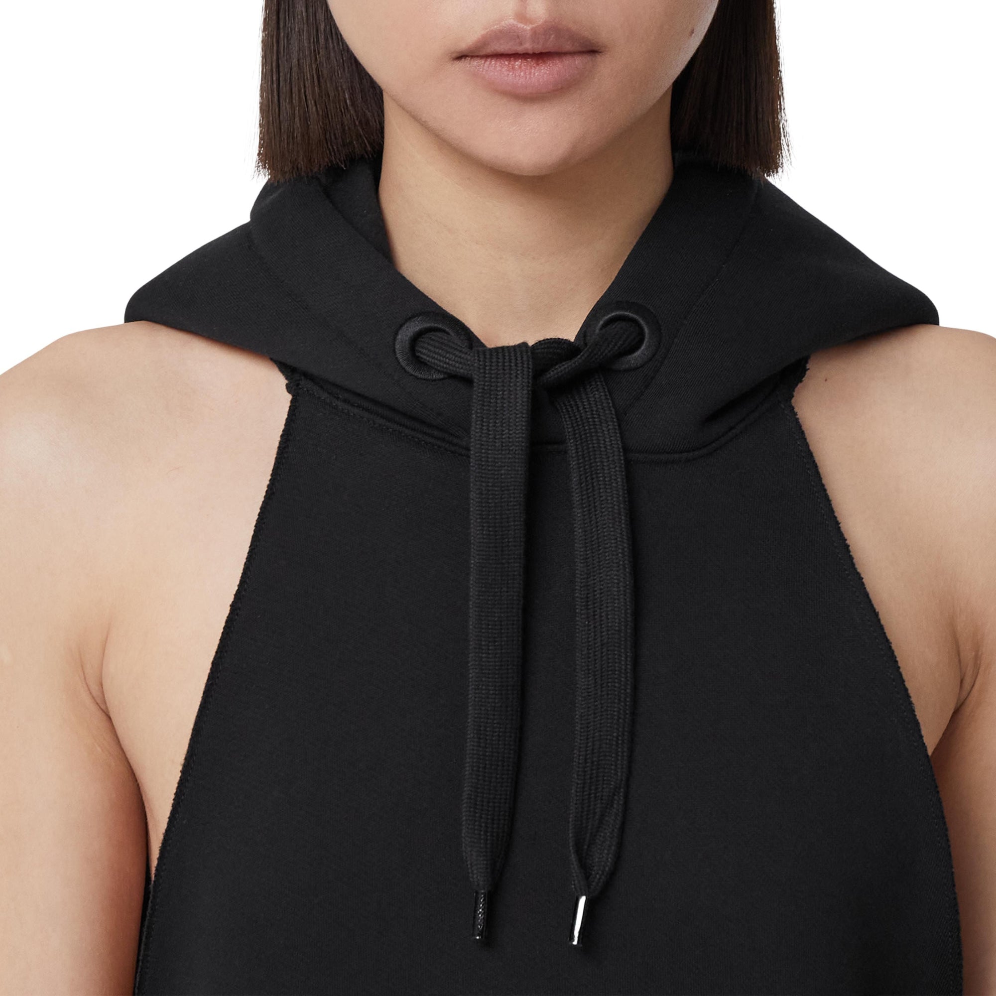 Top long à capuche sans manches - Black