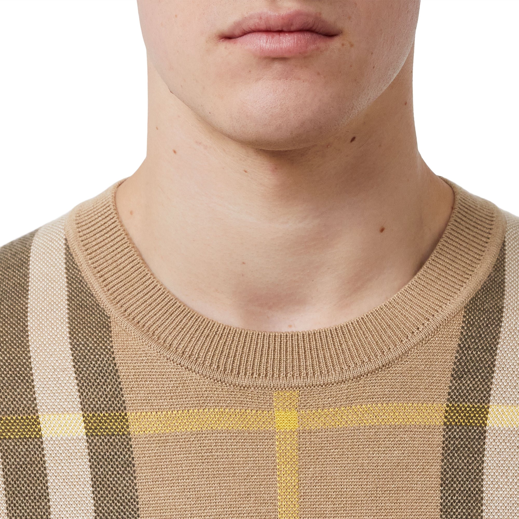 T-shirt en jacquard de soie et laine - Truffle Check