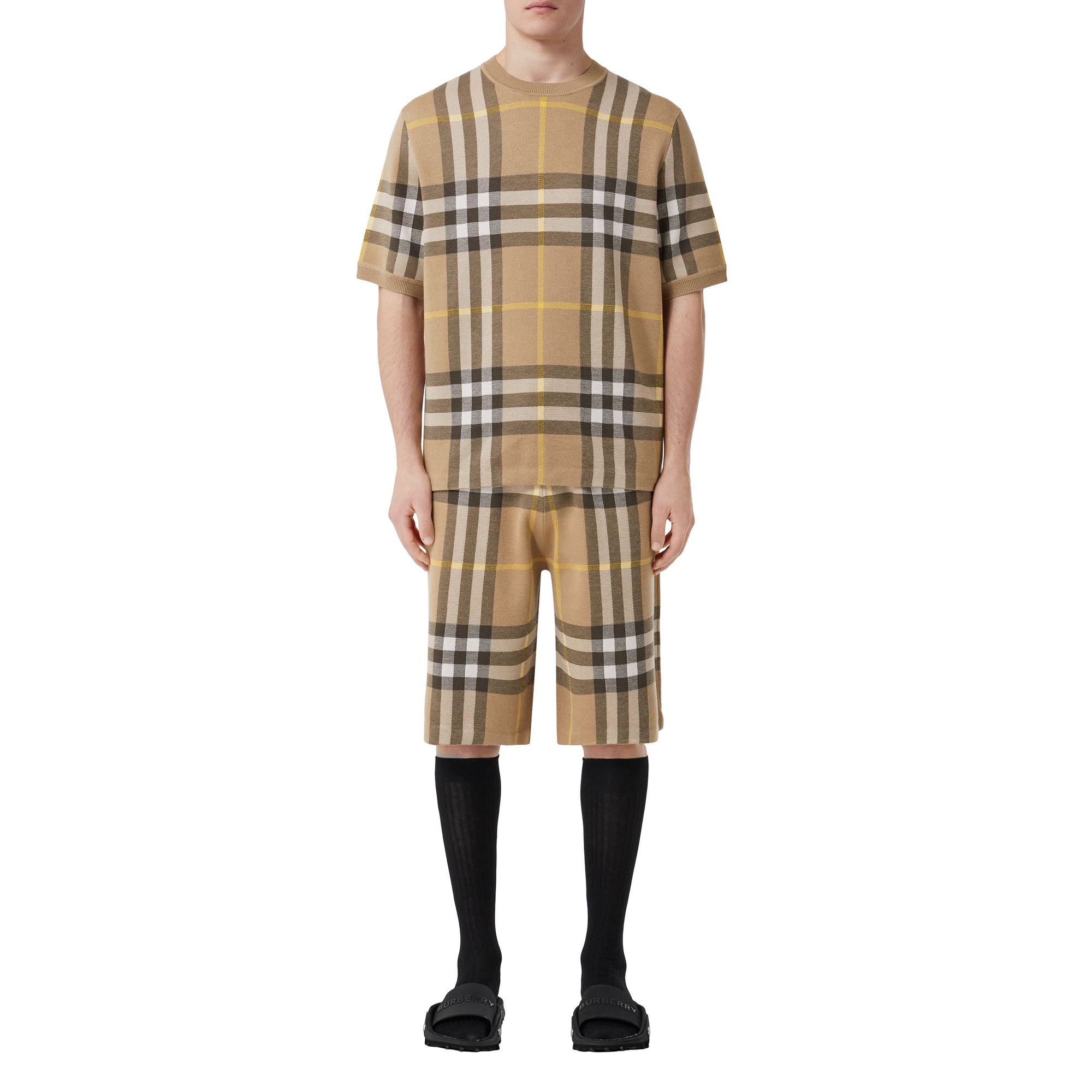 T-shirt en jacquard de soie et laine - Truffle Check
