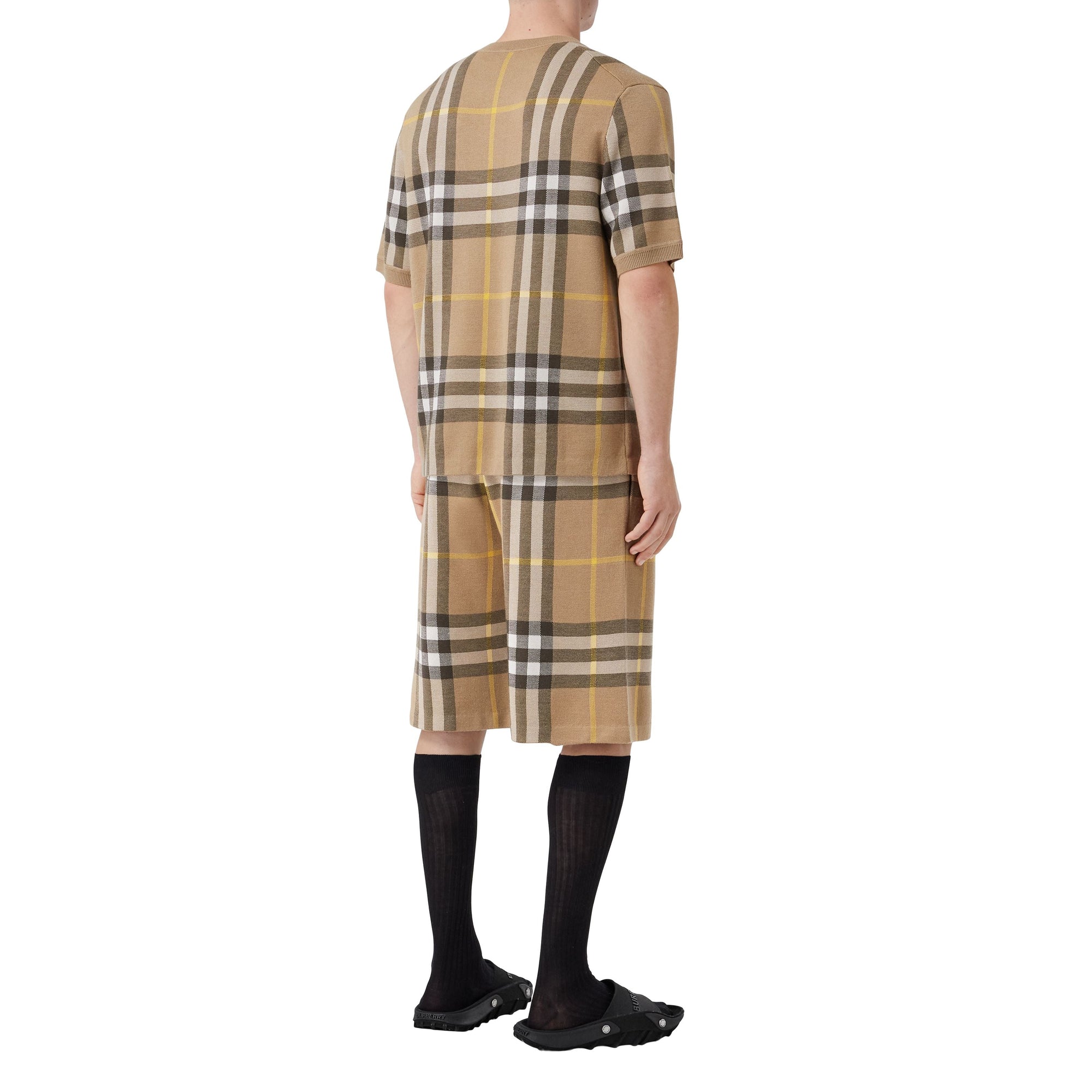 T-shirt en jacquard de soie et laine - Truffle Check
