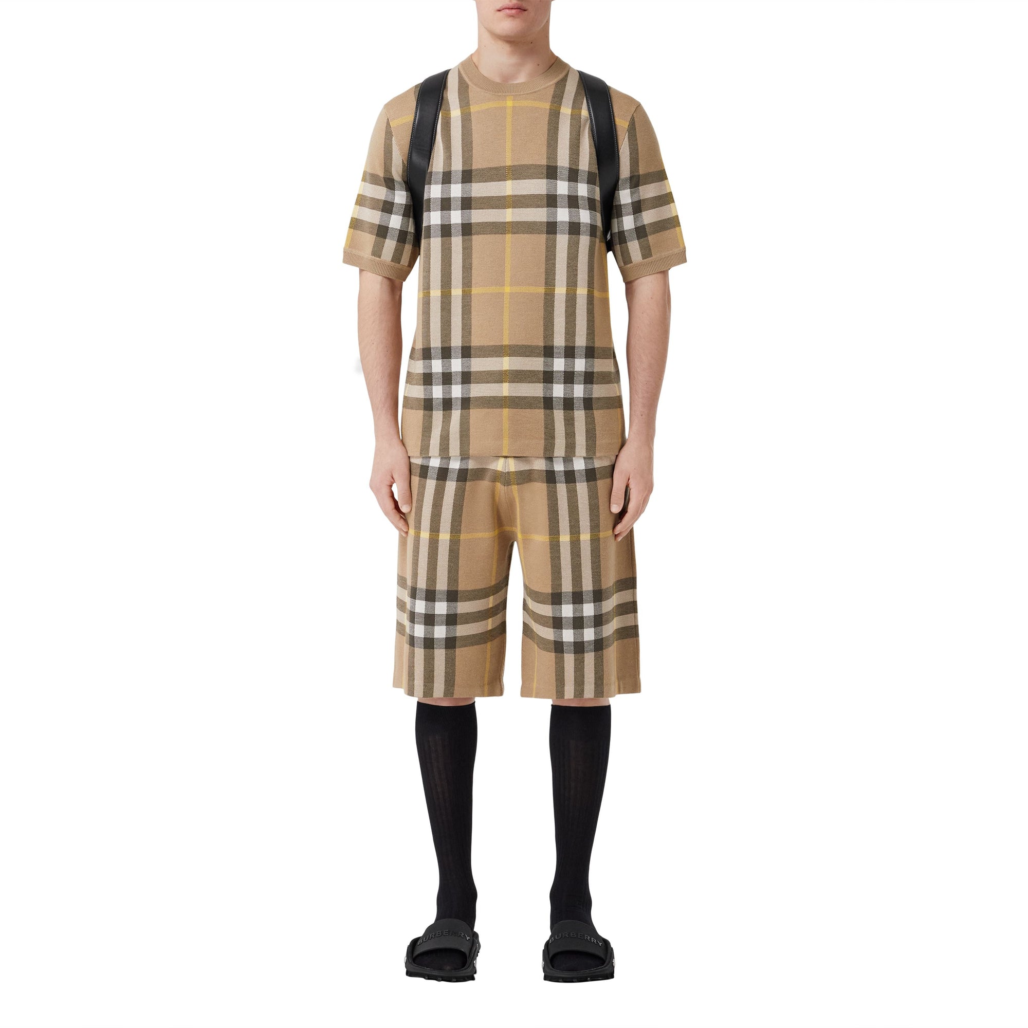 T-shirt en jacquard de soie et laine - Truffle Check