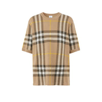 T-shirt en jacquard de soie et laine - Truffle Check