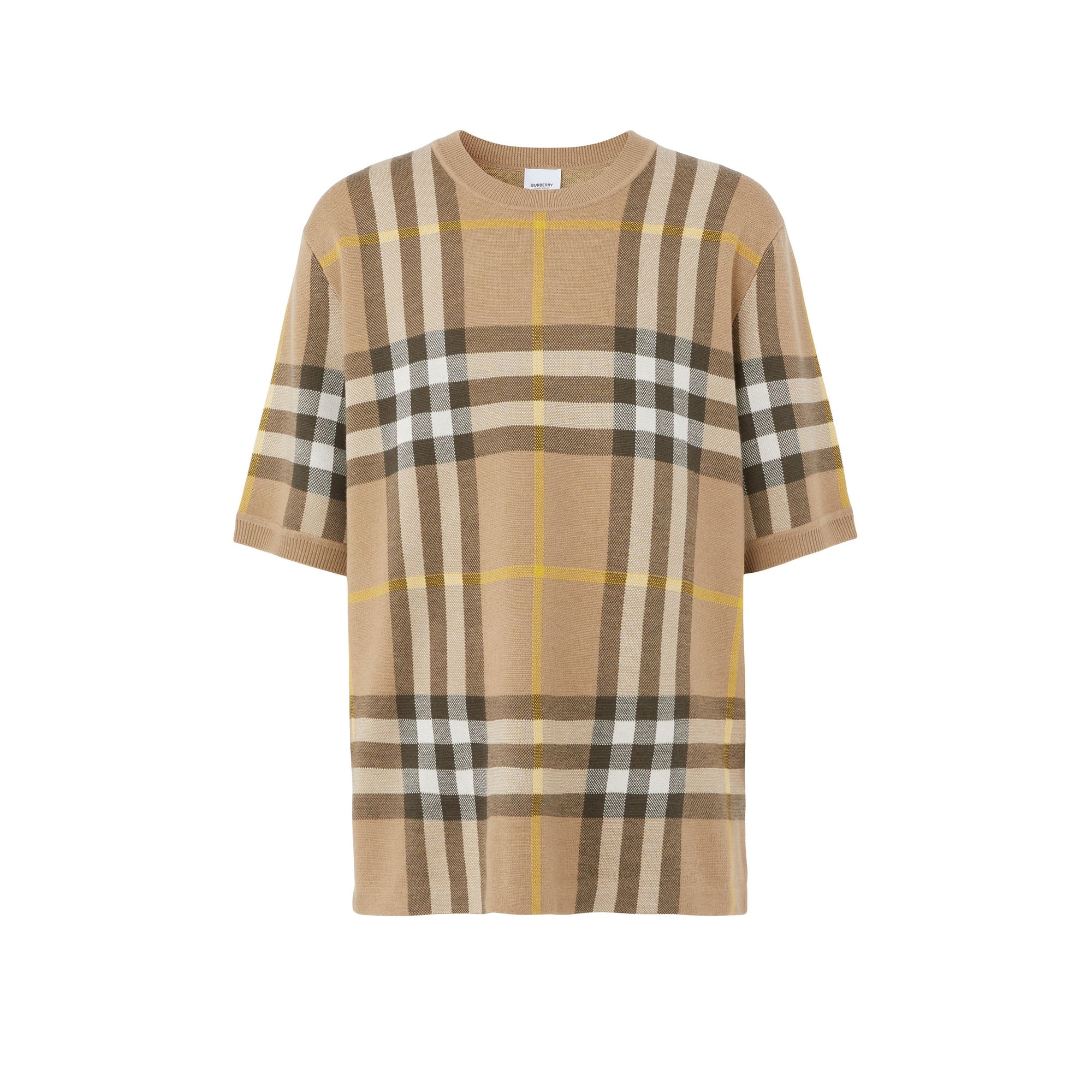 T-shirt en jacquard de soie et laine - Truffle Check