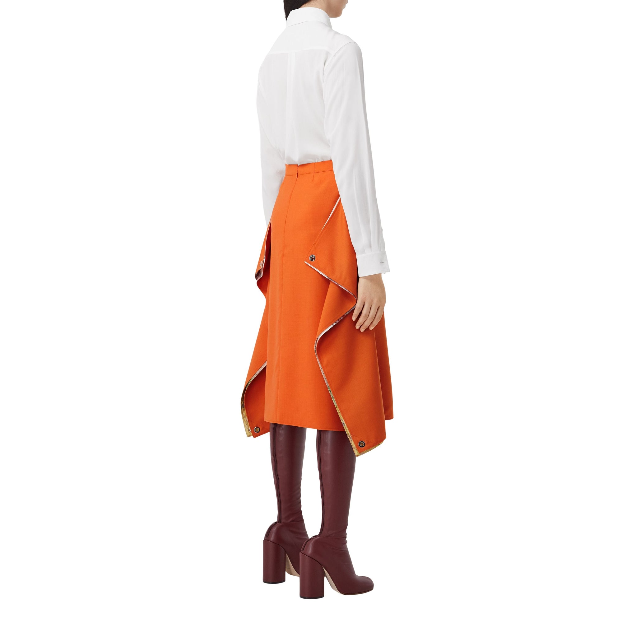 Jupe en laine à imprimé carte - Dark Orange