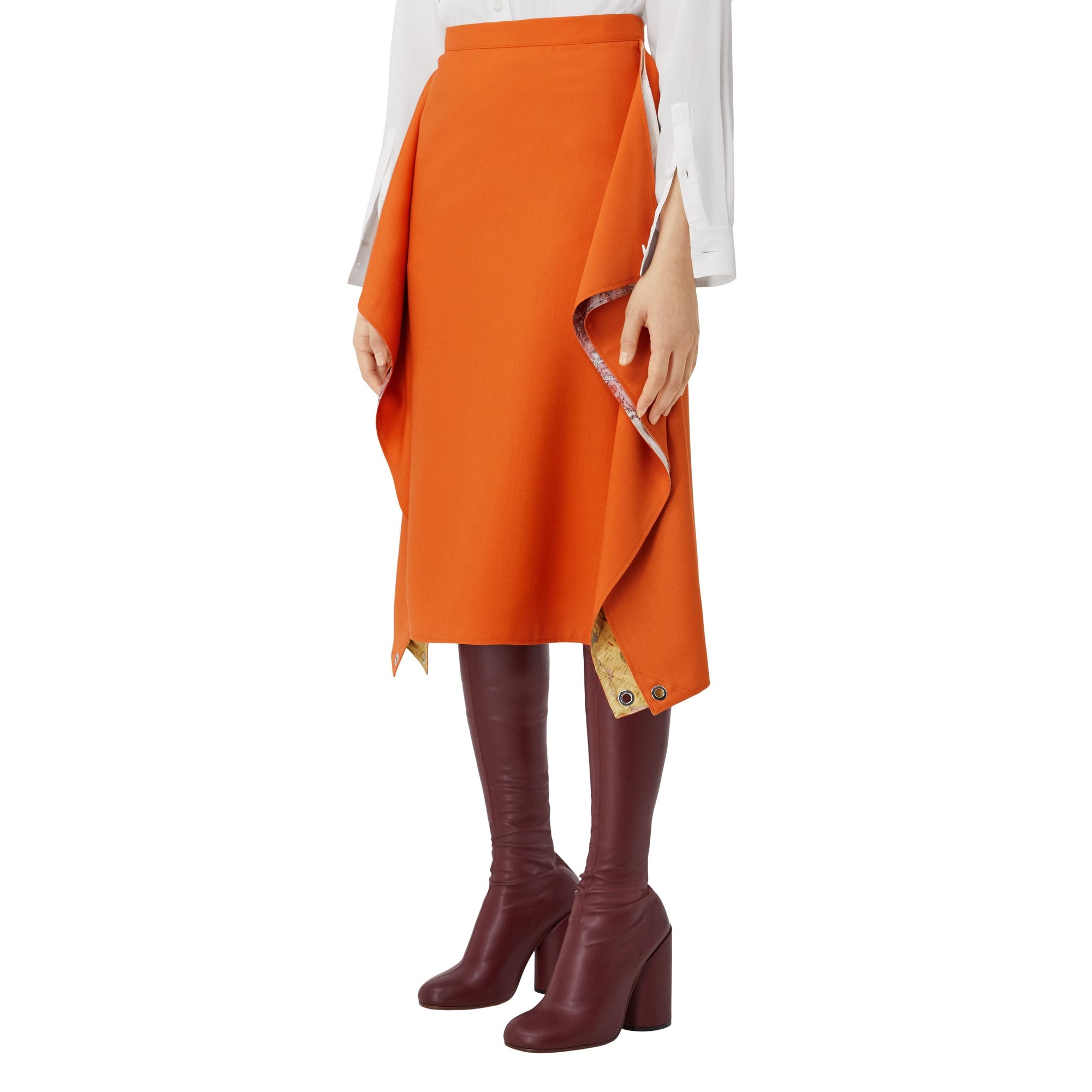 Jupe en laine à imprimé carte - Dark Orange