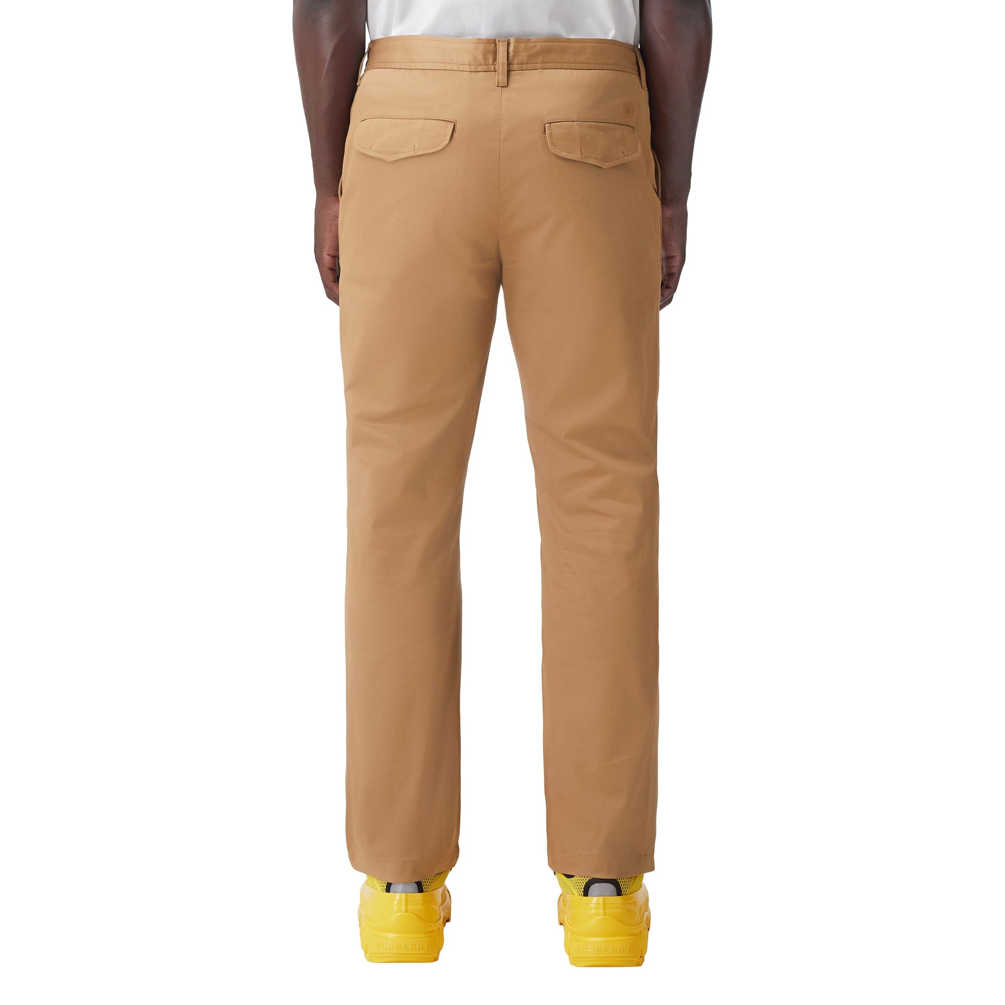 Pantalon chino slim extensible à motif monogramme - Camel