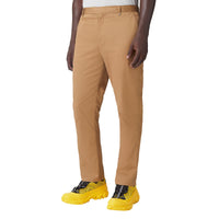 Pantalon chino slim extensible à motif monogramme - Camel