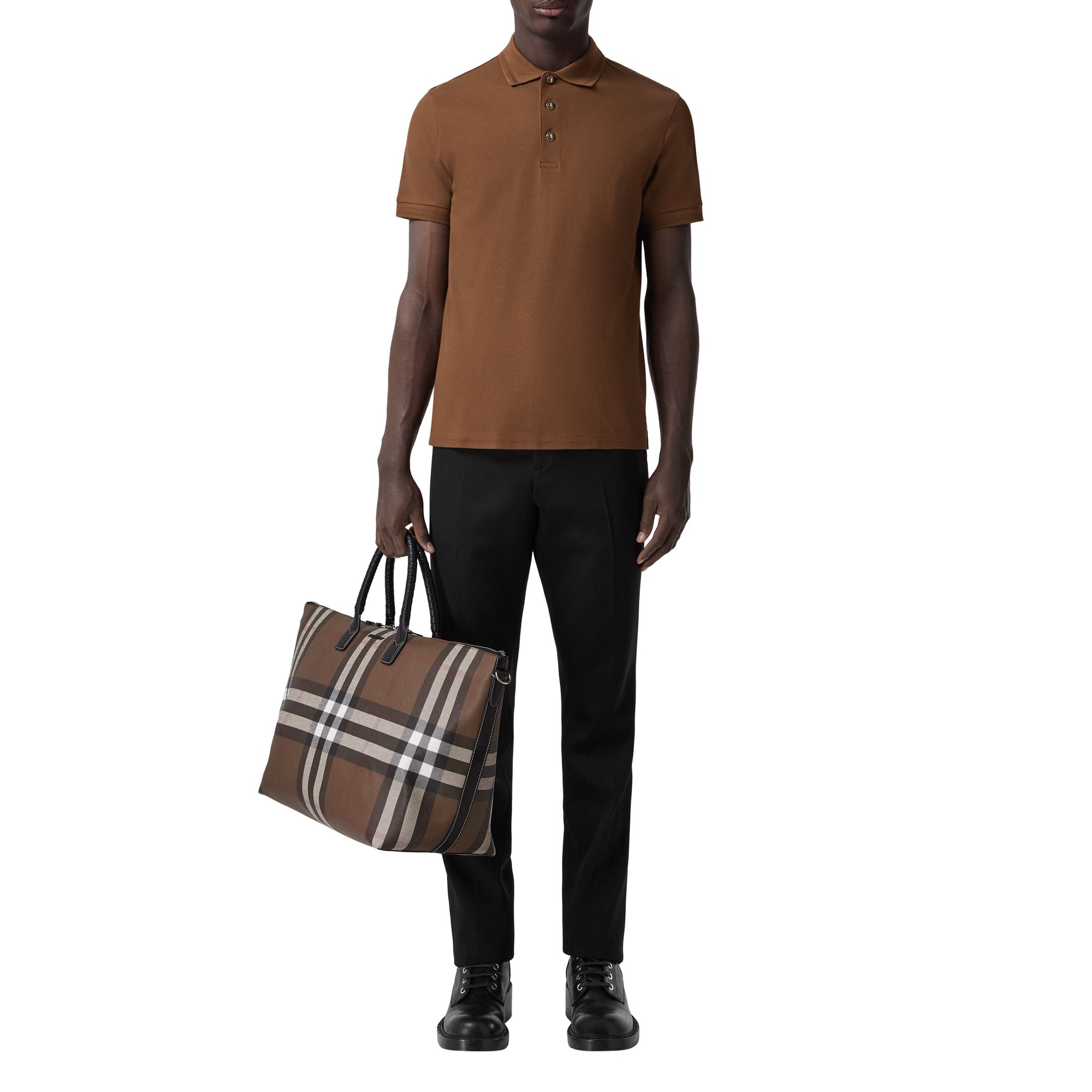 Polo en piqué de coton - Dark Birch Brown