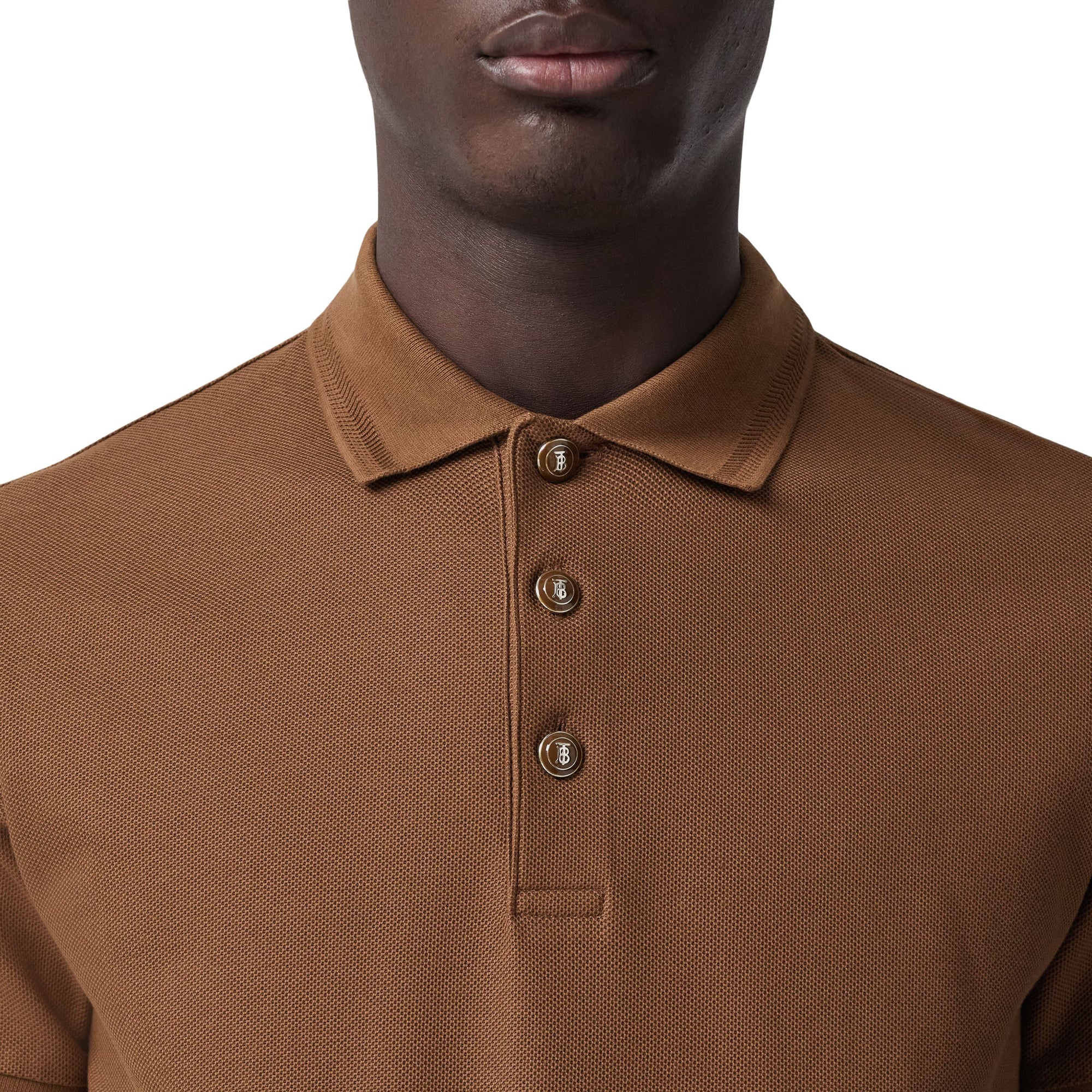 Polo en piqué de coton - Dark Birch Brown