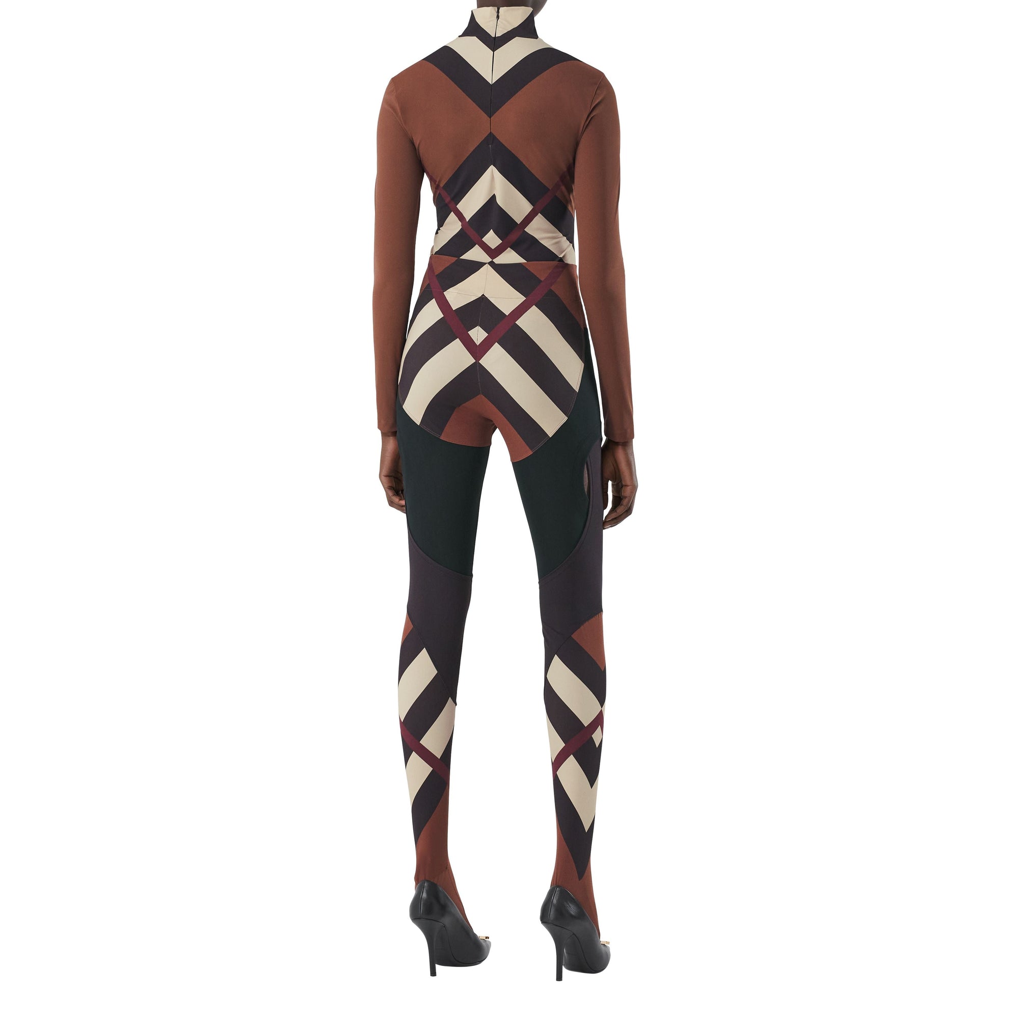 Legging stretch à chevrons à motif check - Dark Birch Brown