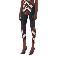 Legging stretch à chevrons à motif check - Dark Birch Brown