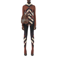 Legging stretch à chevrons à motif check - Dark Birch Brown