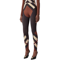Legging stretch à chevrons à motif check - Dark Birch Brown
