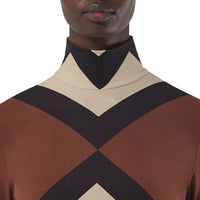 Haut à col roulé en jersey stretch à chevrons Check - Dark Birch Brown