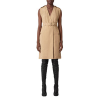 Robe trench à col en V sans manches - Soft Fawn