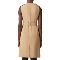 Robe trench à col en V sans manches - Soft Fawn