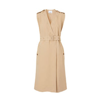 Robe trench à col en V sans manches - Soft Fawn